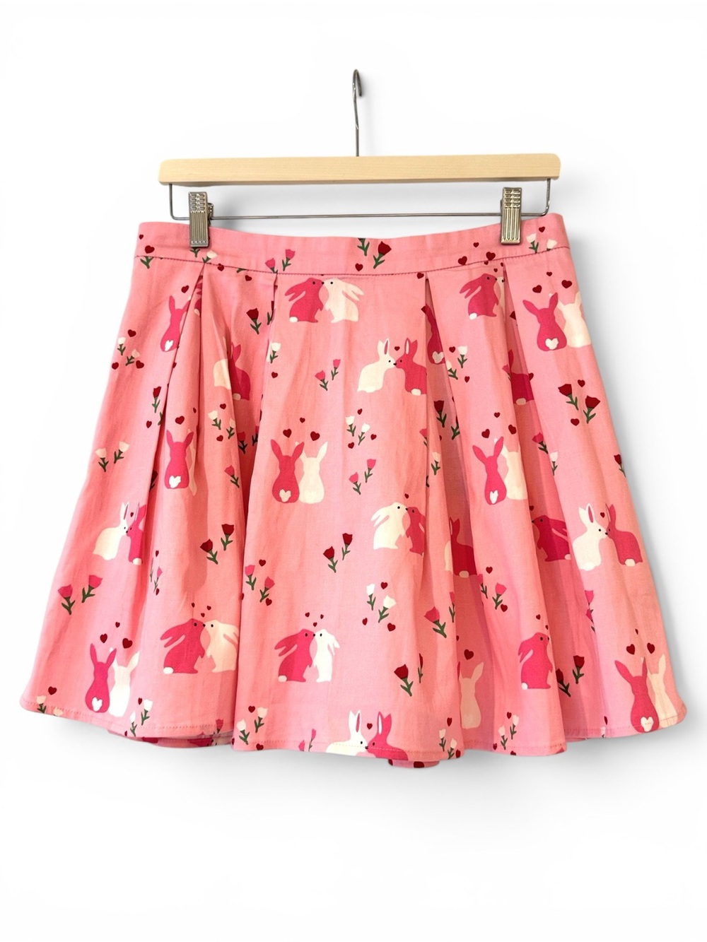 Collectif Marilu Some Bunny to Love Skater Pink Floral Skirt size 10 / Large